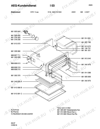 Взрыв-схема плиты (духовки) Aeg 5731V-W GB - Схема узла Section3